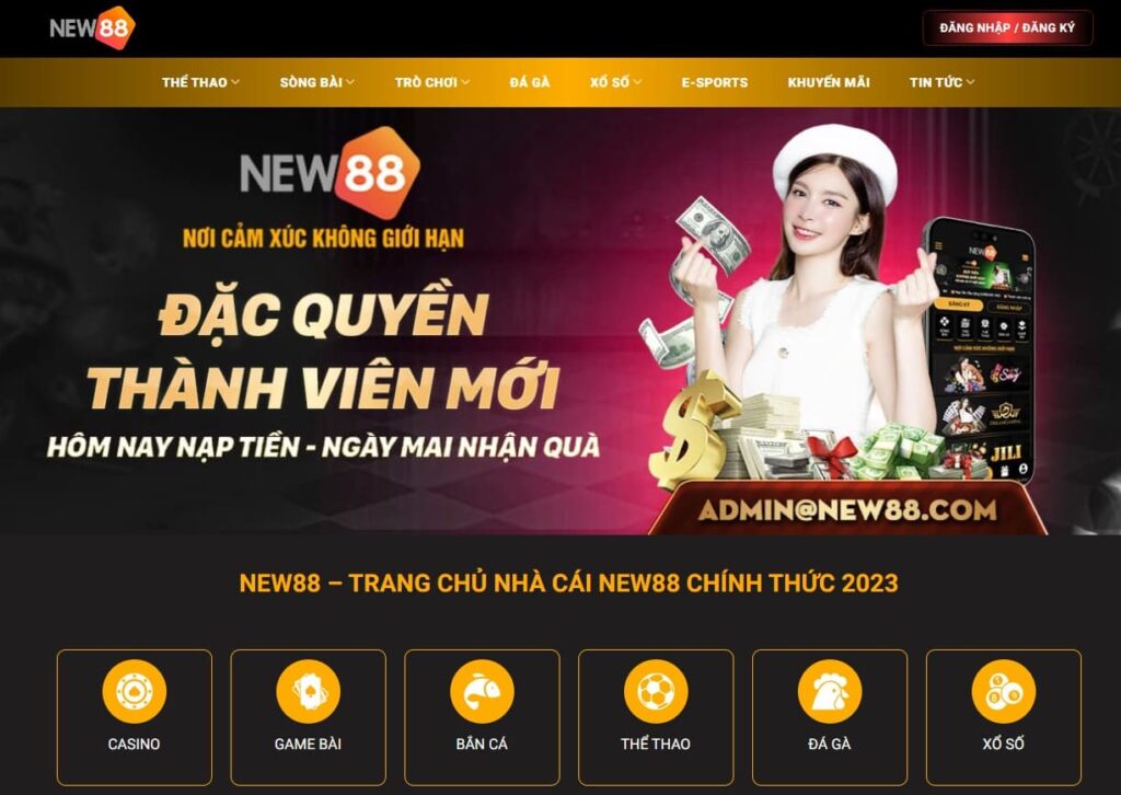 Nút đăng ký góc trên bên phải trang chủ new88