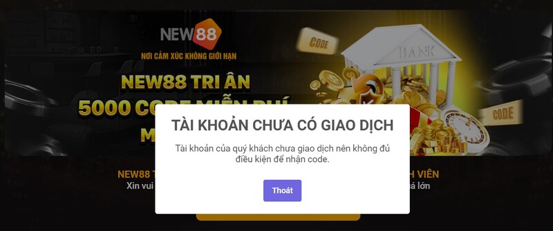 Tài khoản chơi phải có ít nhất 1 giao dịch nạp tiền